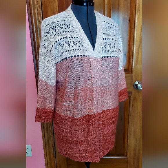 Maurices Sweaters - * Maurices Soft Ivory, Peach,Orange, Open Front Cardigan Sweater Size L Like New